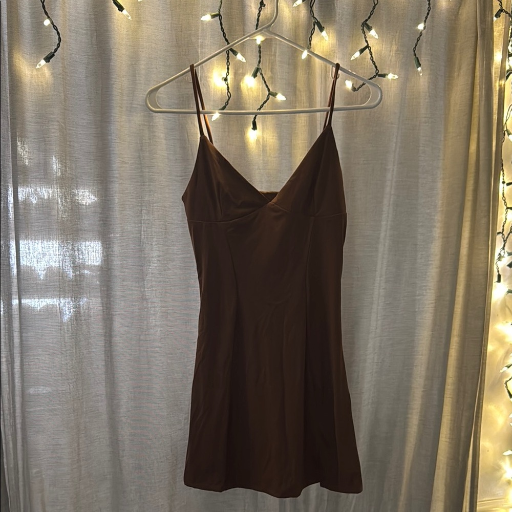 Brown Spaghetti Strap Dress